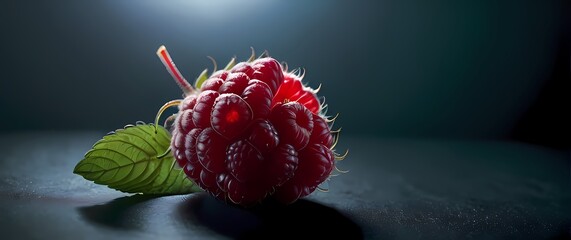 Close up of a ripe raspberry with fine details and soft textures