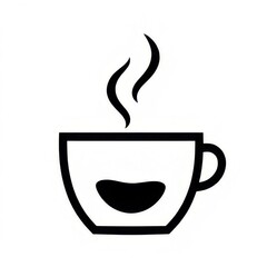 black and white cup of cofffee in white backround 