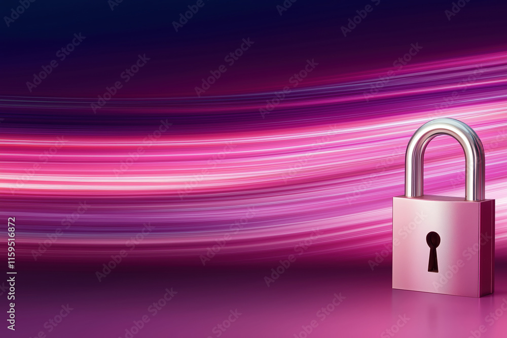 Poster vibrant digital backdrop with a padlock symbolizing security and privacy