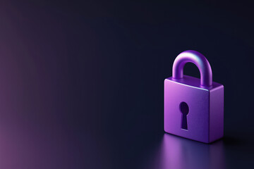 Vibrant purple padlock on a dark background symbolizes security and protection