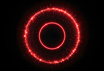 Glowing red magic rings on black background. Spell effect overlay