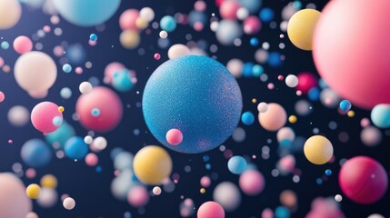Colorful spheres float in a dark space