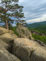 Scenic view of rock formations in nature landscape