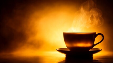 Obraz premium Artistic Coffee Cup with Ambient Lighting and High Contrast