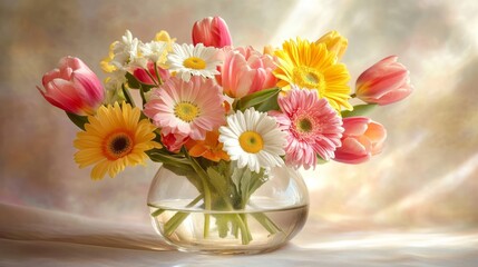 Fototapeta premium bouquet of flowers in vase