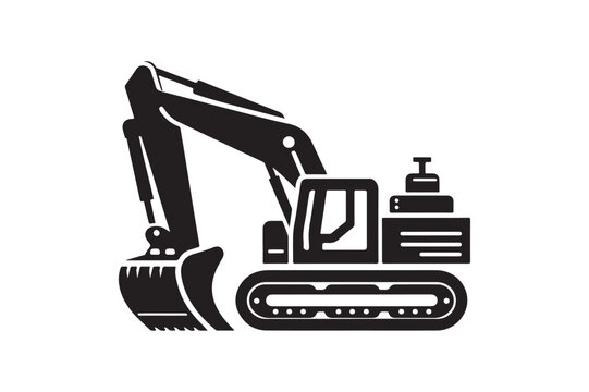 black excavator construction equipment silhouette clip art preview
