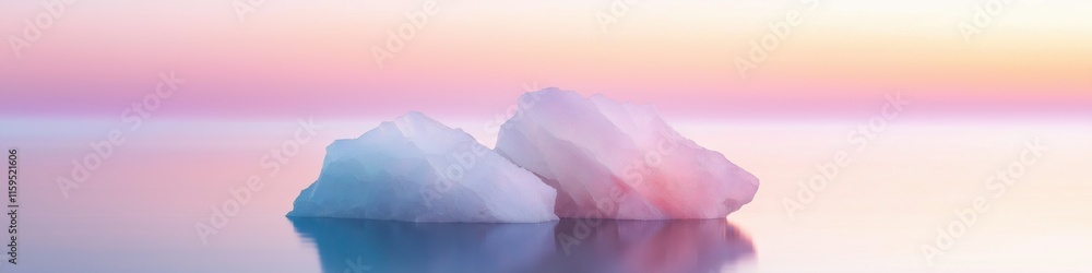 Aufkleber two large ice blocks are floating on the surface of the water. the ice blocks are surrounded by a ca