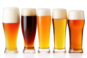 Variety of craft beers displayed in glasses at a brewery during a tasting event