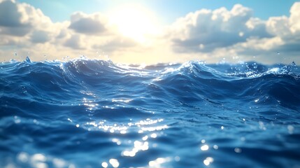 Fototapeta premium Realistic Vibrant Water Surface with Blue Ripples