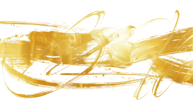 golden scribbling texture isolated on white or transparent png