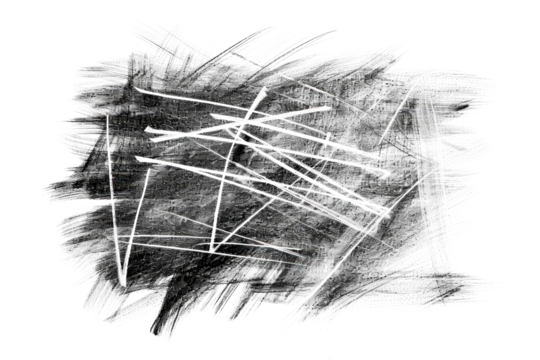 black pastel scratch scribbling texture isolated on white or transparent png