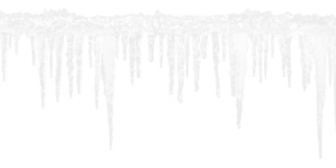 white hanging frozen icicles isolated on white or transparent png