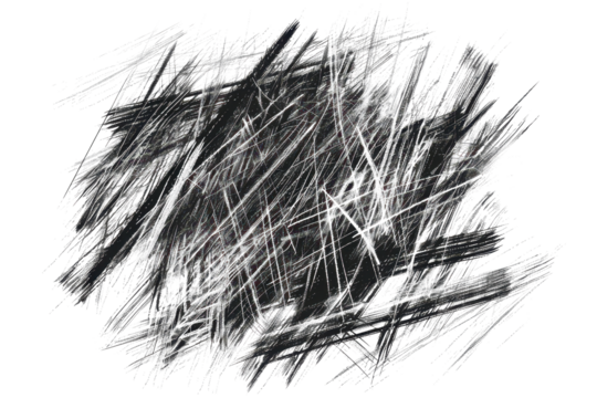 black pastel scratch scribbling texture isolated on white or transparent png