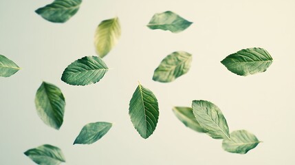 Obraz premium Green Leaf Collection: Artistic Watercolor and Detailed Digital Illustrations Featuring Clovers, Tropical Leaves, Falling Foliage, and Textured Dry Leaves - Perfect for Nature-Themed Designs and Decor
