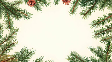 Pine tree letter design with branch pattern as a mail border frame