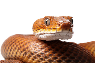 Obraz premium Realistic snake on a transparent background, showcasing intricate scales, coiled posture, and wild beauty, ideal for nature, wildlife, and reptile-themed designs or educational content. PNG cut out.