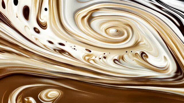 Creamy mousse swirls blend together in display of light and dark shades. Rich textures create atmosphere perfect for desserts or sweet treats. 17-1230 Mocha Mousse Color of the year 2025 background
