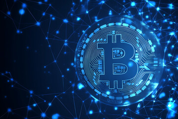A detailed image of a Bitcoin, showcasing its iconic gold coin design, featuring the Bitcoin symbol