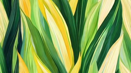   An image of a tall, slender grass plant with a vibrant green and yellow color scheme