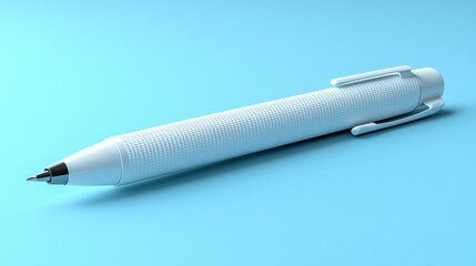 White mechanical pencil on light blue background.