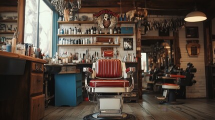 Fototapeta premium Barbershop salon workplace background