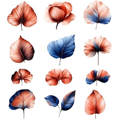A set of lilac flower stickers in various shapes transparant background