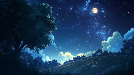 Fototapeta premium Night sky nature landscape background