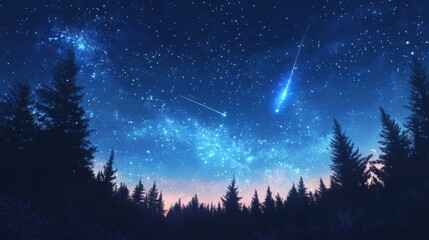 Naklejka premium Night sky nature landscape background