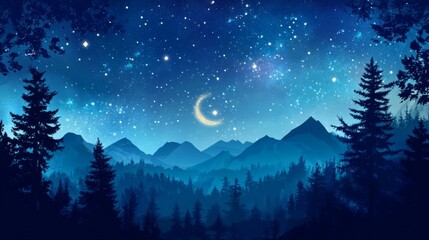 Naklejka premium Night sky nature landscape background
