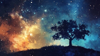 Fototapeta premium Night sky nature landscape background