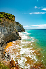 cliff, sea, corfu, beach. skay