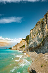 cliff, sea, corfu, beach. skay
