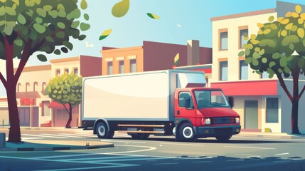 Obraz premium Delivery truck transportation illustration