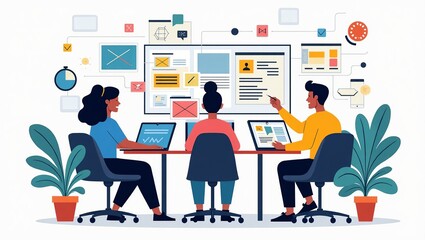 The Developer's Desk: A Flat Design of Mobile App Coding and UX Design