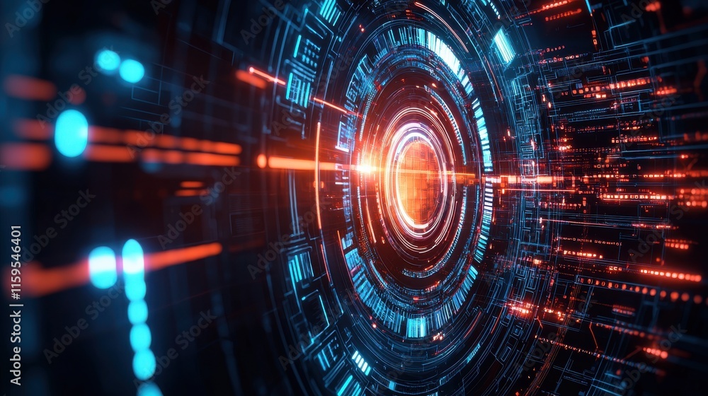 Poster dynamic virtualization security showcase modern technology lab digital art futuristic environment cl