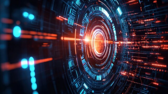 Dynamic virtualization security showcase modern technology lab digital art futuristic environment close-up view innovative concept