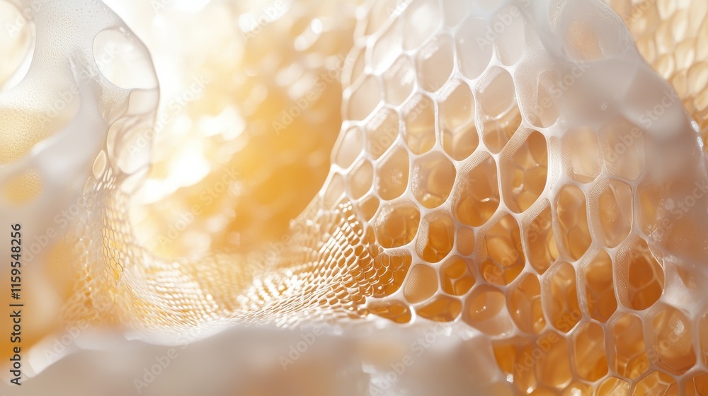 Poster transparent honeycomb textures close-up natural environment high-resolution detail abstract visual c