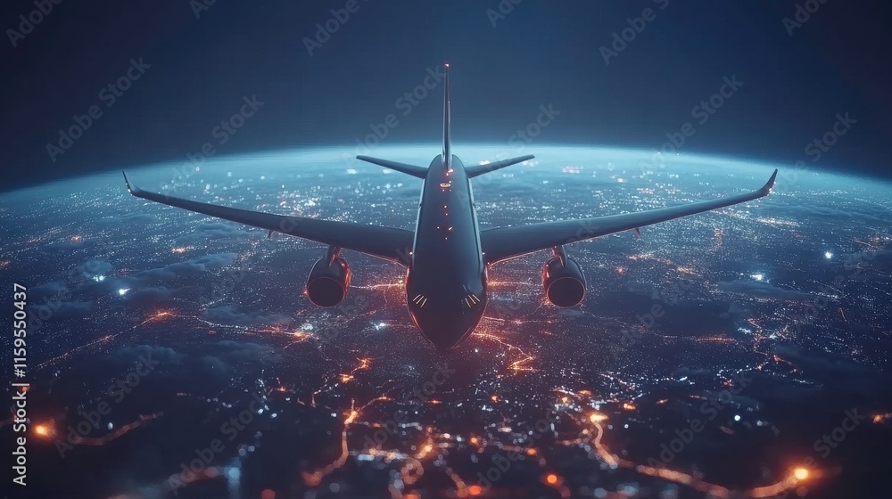 Poster futuristic pilot training with complex weather patterns