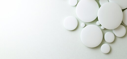 A collection of smooth, white circular shapes on a light background.