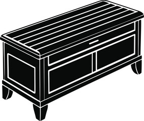 Simple Storage Bench Silhouette Vector Illustration