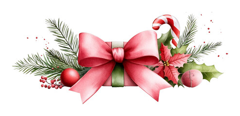 Festive gift box decoration with christmas elements holiday theme digital artwork isolated design cheerful atmosphere seasonal creativity