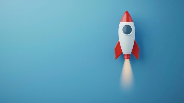 Innovatives Startup-Reise- und MVP-Lieferstrategiekonzept auf blauem Hintergrund