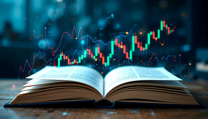 Stock market or forex trading graph and candlestick chart suitable for financial investment concept, learning from the best and knowledge of financial literacy.