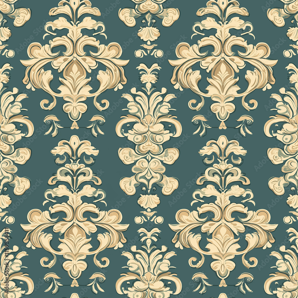 Poster elegant block-print carpet seamless pattern for home decor contemporary design textiles indoor envir