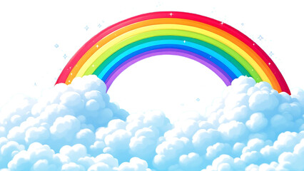 Cartoon Cloud with Rainbow and Space for Cheerful Message, ai generated