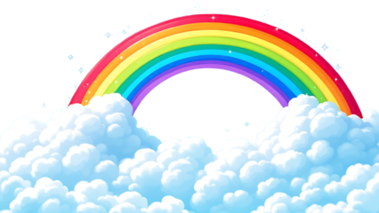 Cartoon Cloud with Rainbow and Space for Cheerful Message, ai generated