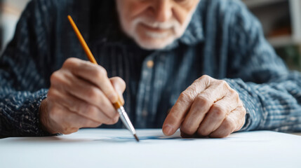 Elderly artist painting with watercolors: creativity and passion in later years