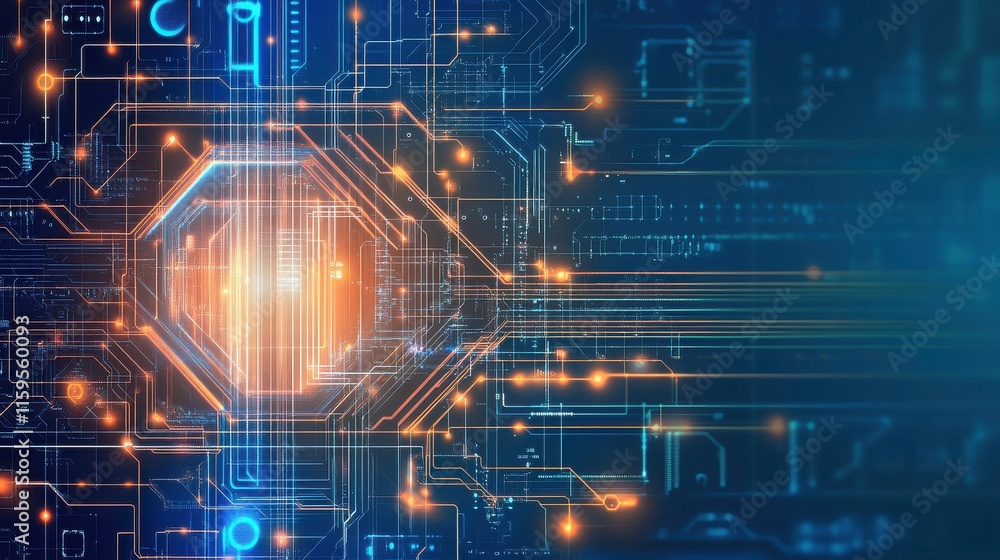 Poster abstract digital interface with clean lines and soft light