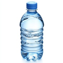 Naklejka premium Transparent bottle with water and blue cap.