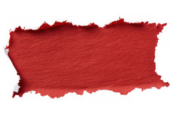 red paper sticker isolated with torn edges 
